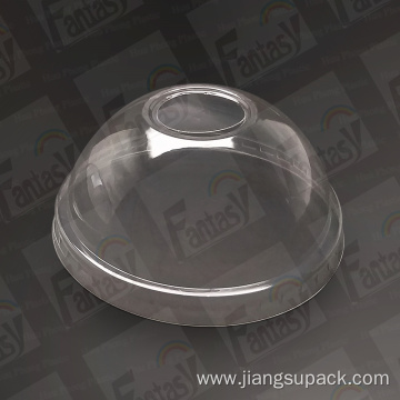 disposable transparent PET plastic flat cap for cup